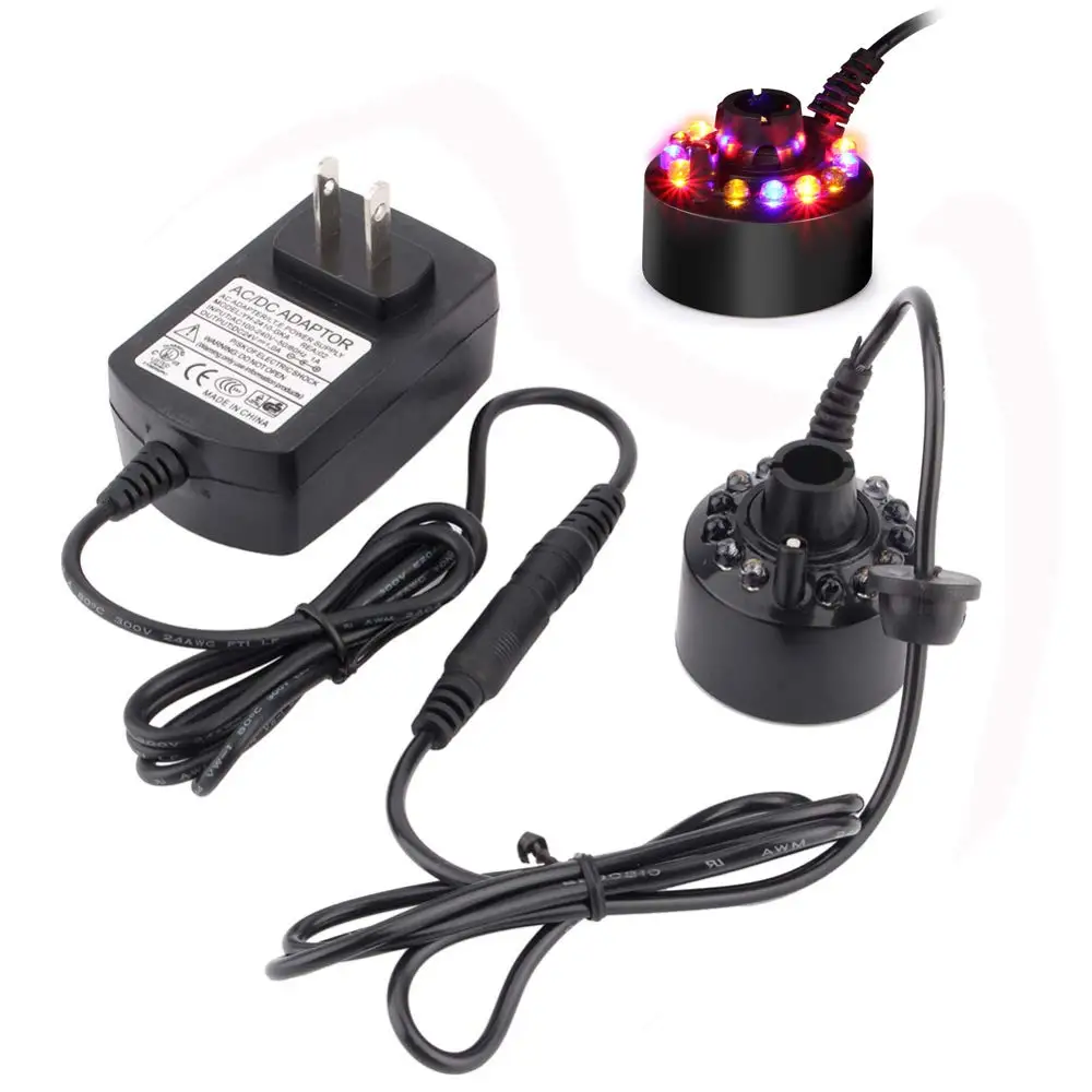 Ultrasonic Nebulizer Fish Tank Humidifier, Mist Maker, Forger Atomizer, Aquarium Decoration, AU, EU, WS, UK Plug, 12 LED