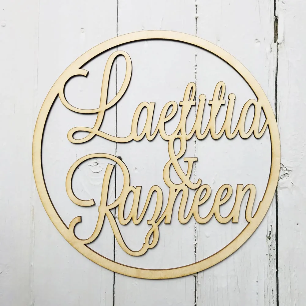 Custom Wooden Wedding Wall Sign Personalized Bride And Groom Name Babyshower Sign Circle Shape Party Decor Unique Party Gift (6)