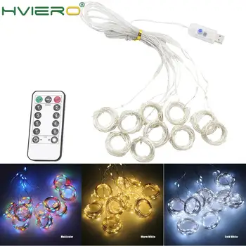 

LED Fairy Lights Garland Curtain Lamp Remote Control USB 3m String Lights For Home Bedroom Window New Year Christmas Decorations