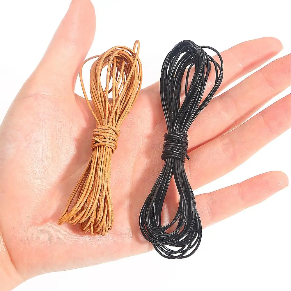 Genuine Leather Round Rope Cord Beading Cords String Strap For DIY Sewing Woven Necklace Bracelet Supplies