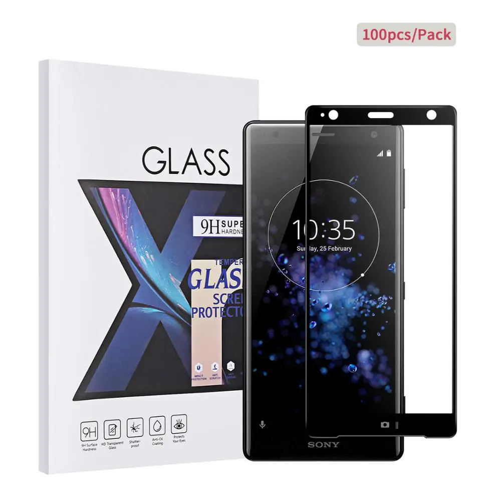 100 шт последний протектор экрана для SONY Xperia XZ2 Закаленное стекло пленка 9H Высокая твердость [Lastest изогнутый край] - Цвет: SONY Xperia XZ2