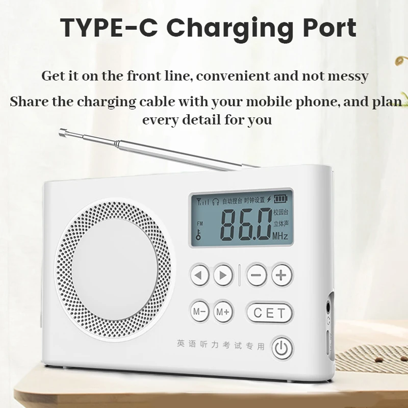 Portable FM Radio Mini Loudspeaker with LED Display 3.5mm Headphone Jack Support Auto Search/Store Station CET Test 50-108MHZ