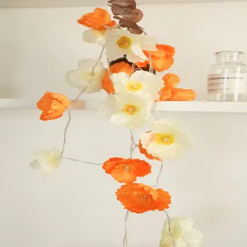 

10/20 LED String Light Christmas Orange Thistle Flower String Lighting Battery Fairy Party DecorLampDC12V Without Battery