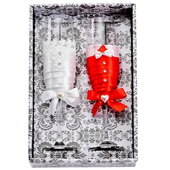 

2Pcs Set Wedding Glass Creative Red White Dress Crystal Wedding Champagne Glasses Goblet Red Wine Glass Cup Wedding Decoration