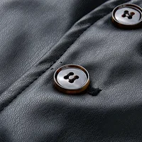 Men's Vest Retro V-neck Solid Color Pocket With Button Leather Vest For Male Casual Business Wear Tops Autumn Men v-neck Vest - Image 4