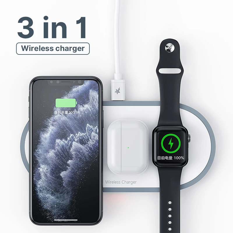 Airpods Pro Fast Charger Stand For Samsung S20 HOCO 3 in1 Wireless Charger for iphone 11 Pro X XS Max XR for Apple Watch