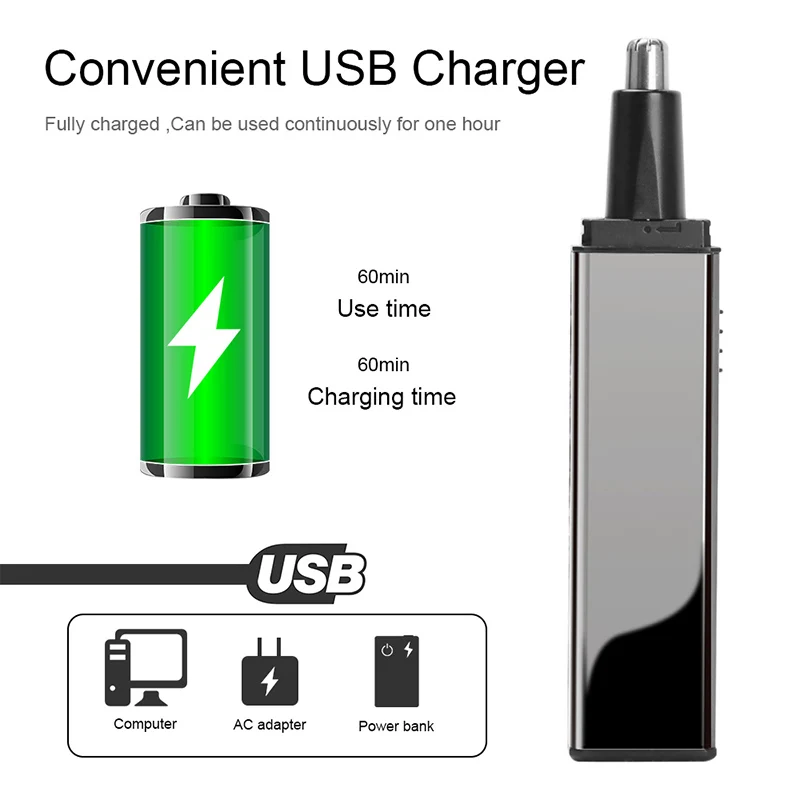 Портативный мужской триммер для волос в носу 4 в 1 перезаряжаемый триммер для бороды Влажная и сухая электробритва водостойкий триммер для мужчин