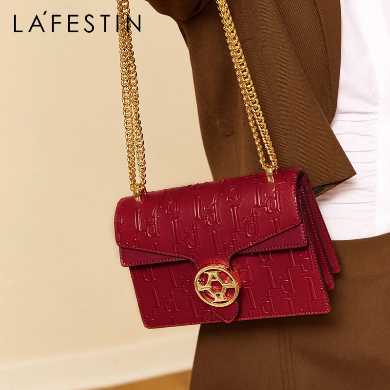 LAFESTIN  2020 new wild chain Dionysus bag one-shoulder armpit bag small square bag oblique organ girl bag tide