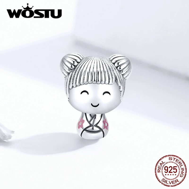 WOSTU 100% Стерлинговое Серебро 925 пробы японские куклы подвеска кимоно из