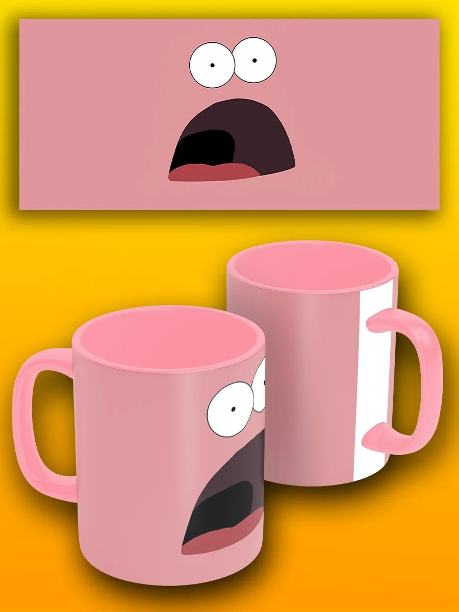 Кружка розовая мультфильмы спанчбоб губка боб spongebob - 3665 | Дом и сад