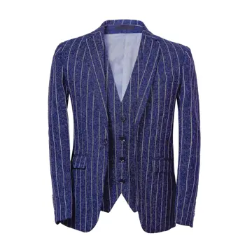 

suit jacket men Striped suit classic men's high-quality business coat wedding jacket party party (jacket + pants + vest)