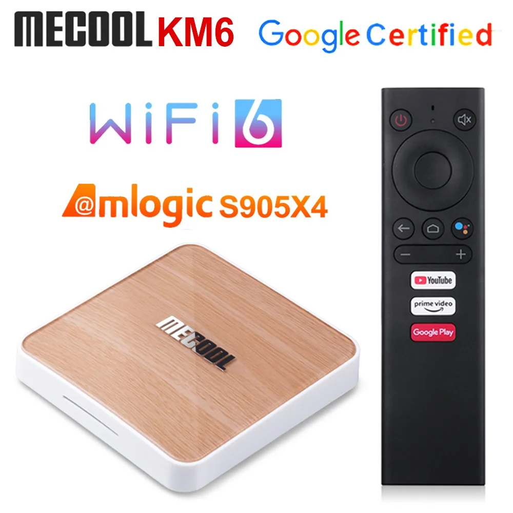 2021 Mecool KM6 Deluxe Wifi 6 Amlogic S905X4 4GB 64GB Androidtv 10.0 Google Certified AV1 BT5.0 1000M Set Top Box