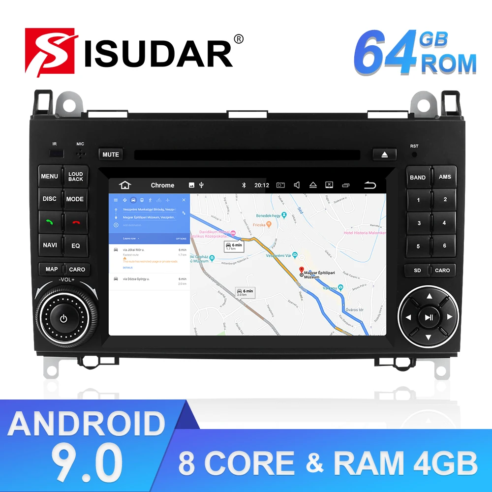 Top Isudar Car Multimedia Player 2 din Android 9 Stereo System For Mercedes/Benz/Sprinter/W169/B200/B-class Car DVD Radio GPS DSP FM 0