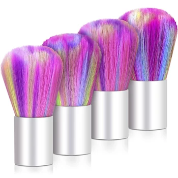 

4 Packs Nail Art Dust Brushes Colorful Nail Powder Remover Brushes Portable Nail Brush Cleaner Blush Powder Brushes