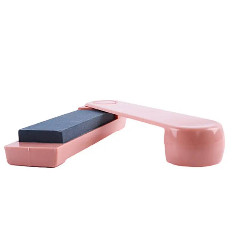 pink 3 цвета точилка для ножей точильный камень и точильный камень двухсторонний тонкий с приемной коробкой кухонные инструменты точильный камень - Цвет: pink