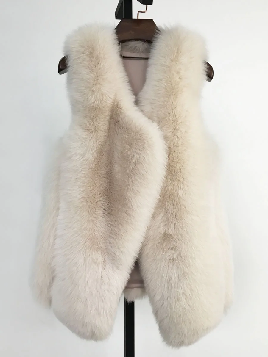 women's clothing winter real natural ladies new whole skin fox fur vest back bars was thin vest long style 1013