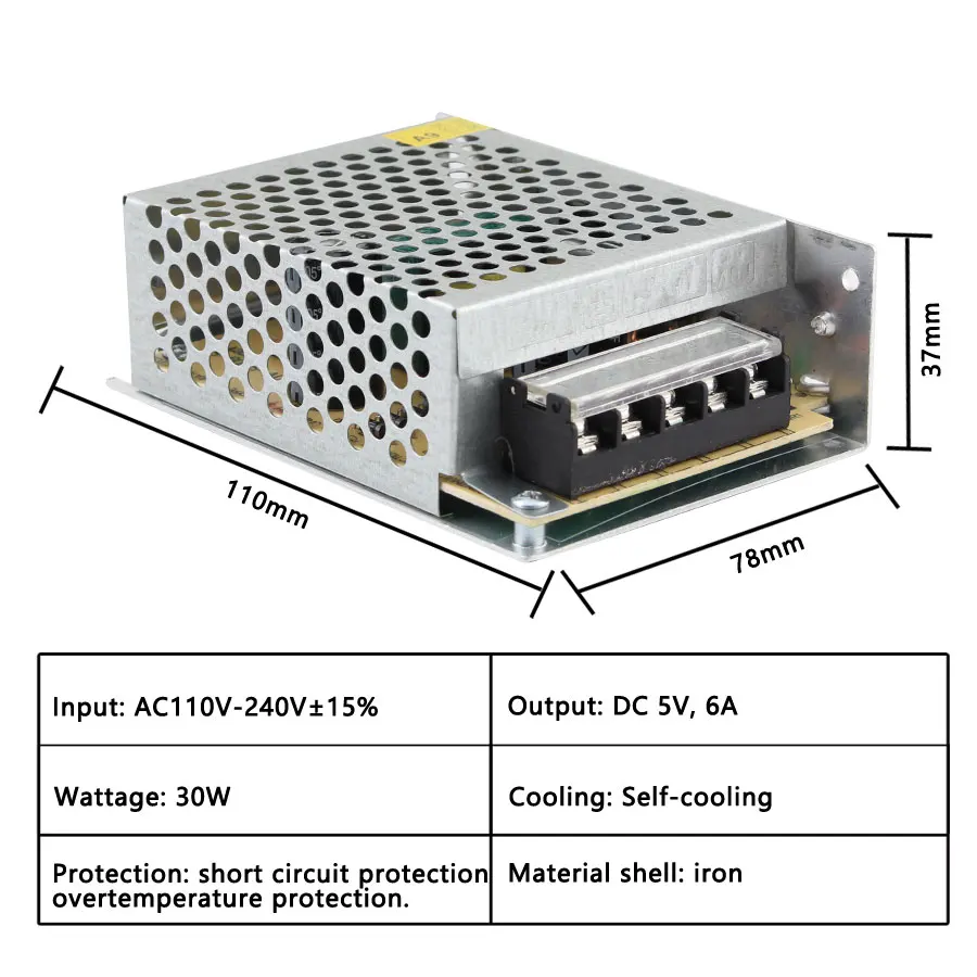 AC DC 110V 220V TO 5 V адаптер питания 5 V 2A 3A 5A 10A 20A 30A источник питания 220V To 5 V адаптер питания