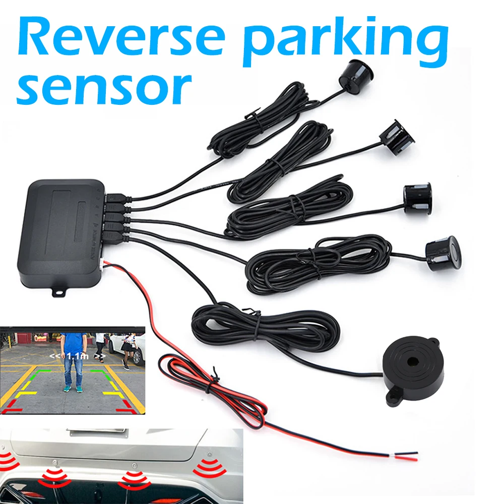  Car Parking Sensor with 4 Sensors Buzzer 22mm Kit Reverse Backup Radar Sound Alert Indicator Probe 