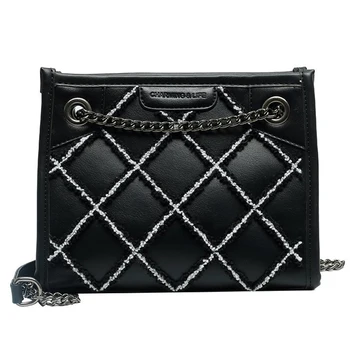 

Winter & Fall Fashion Plush Diamond Lattice Female Tote Bag Exquisite Chain Shoulder Bags for Women 2020