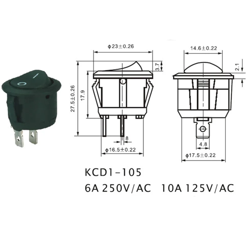 KCD1 рокер кнопка выключателя питания вкл/выкл 2 Pin 16A 250VAC/20A 125VAC