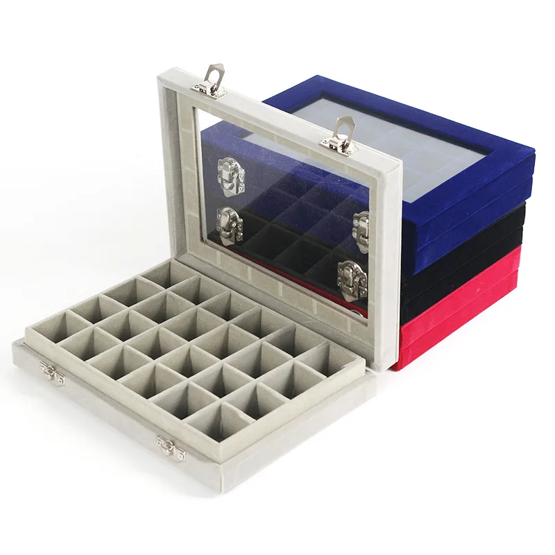 

Suede 24 Kaemi a Box Not Channeling Lattice Accessories Storage Box Rhinestone Jewlery Box Accessories Display Box Earring Box