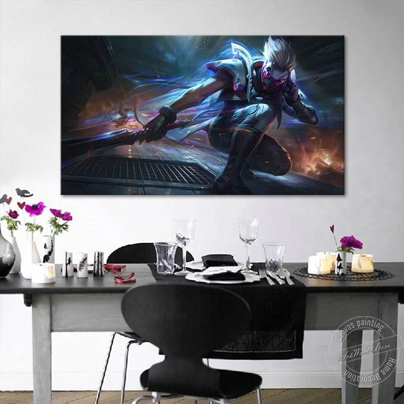 

League Of Legends Video Game Poster LOL Master Yi The Wuju Bladesman PsyOps Skins Canvas Art Wall Picture for Living Room Decor