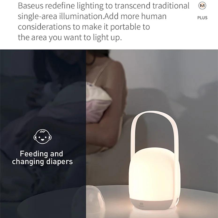 Baseus Portable Night lights 3000-5000K Stepless Dimming Table Lamp Bedside Lamp 9