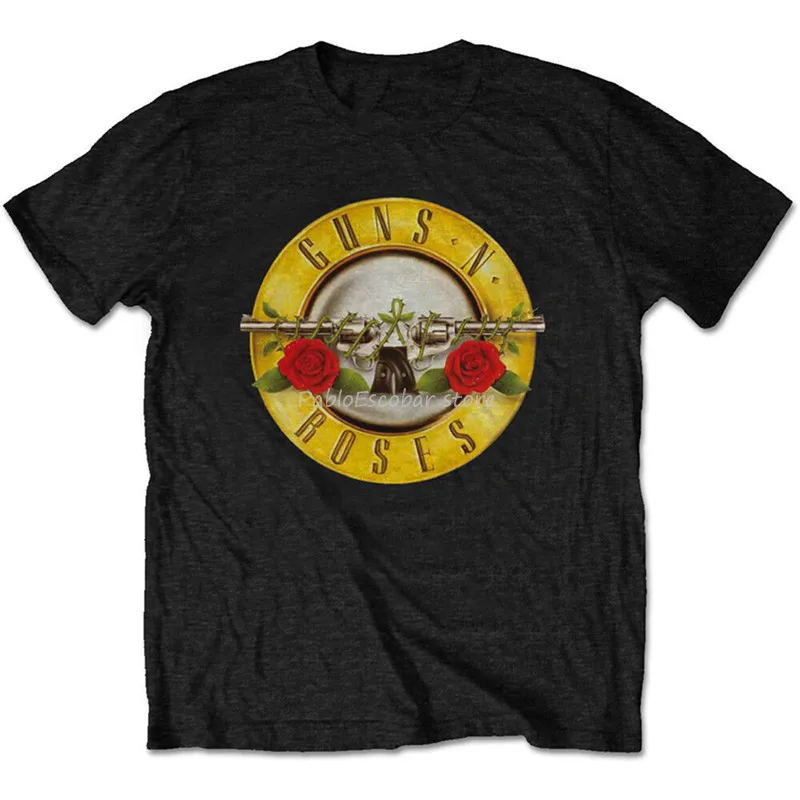 Guns N Roses Футболка классический логотип пуля Черная Мужская футболка рок слэш Повседневная футболка мужская брендовая футболка летние футболки