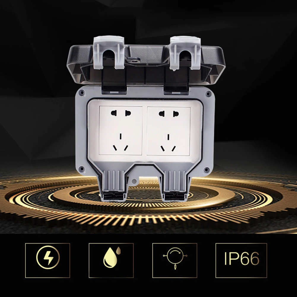 

13A Box Switched Power Outlet Safe Electric Outdoor Socket External With Cover IP66 Waterproof Protection Dustproof Wall Mount
