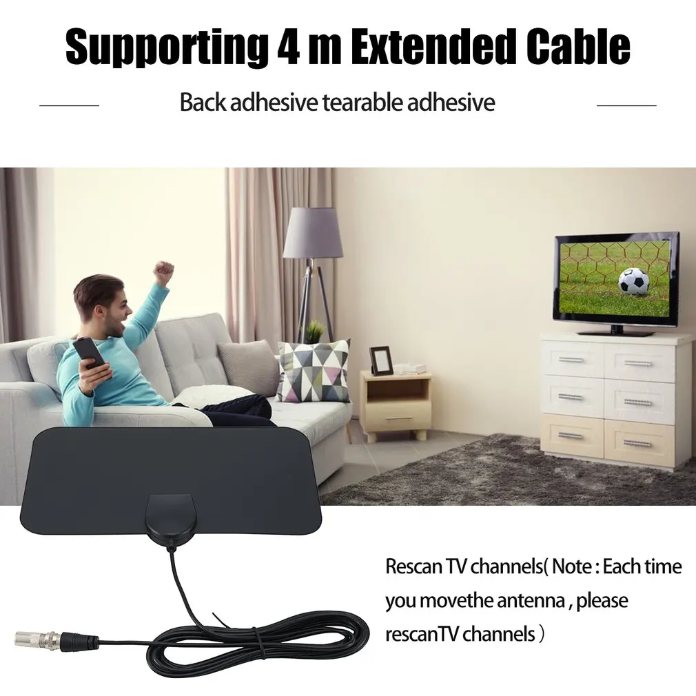 Indoor Digital TV Antenna Square Shield Antenna 200 Mile Range HDTV Digital 1080p TV Antenna Signal Receiver Booster