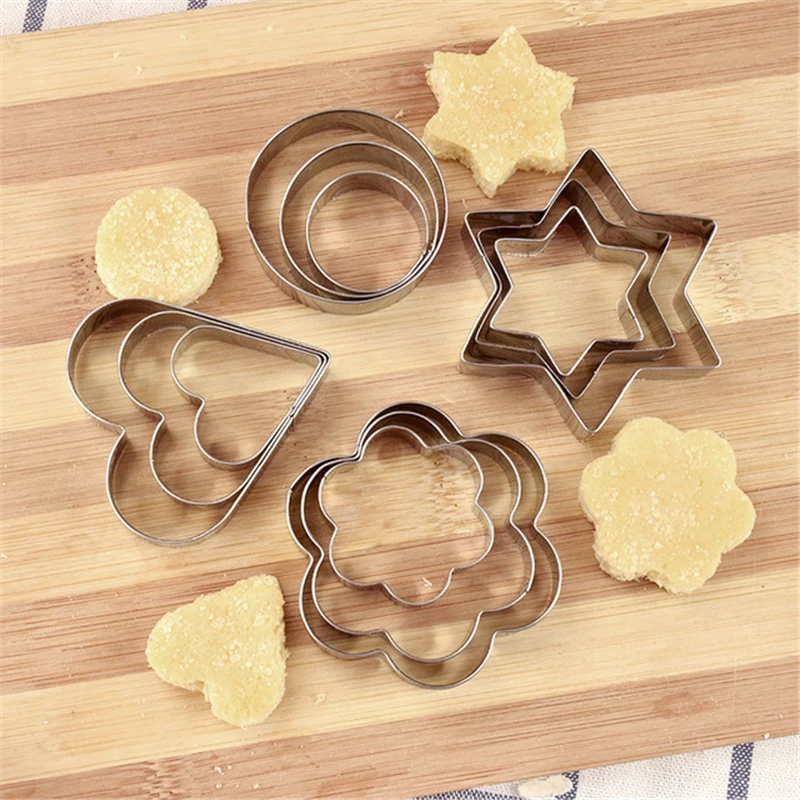 

12pcs/set Stainless Steel Cookie Biscuit DIY Mold Star Heart Round Flower Shape Cutter Baking Mould Tools Wholesale