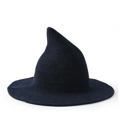 Navy Modern Witch Hat Made From High Quality Sheep Wool Halloween Party Witch Hats US - Цвет: Navy