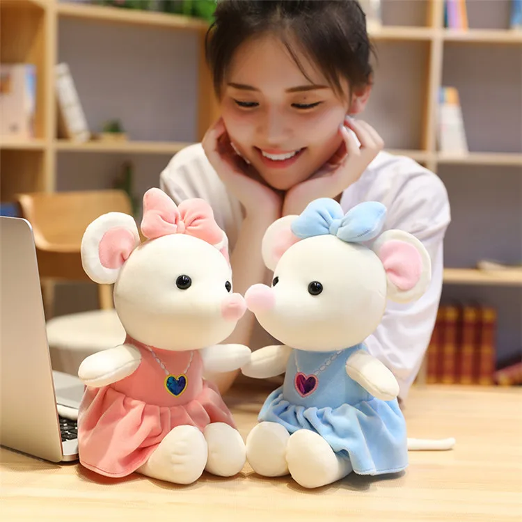 

Cute dress Rat Moush Doll Soft Plush Stuffed Toys for Children Kids Kawaii Christmas Decoration New Year's Gifts