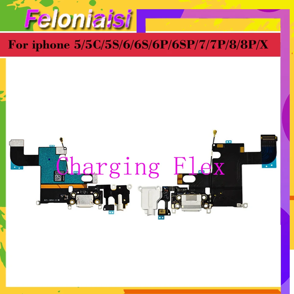 10Pcs/lot Replacement Charging Flex Cable For iPhone 7 5 5C 5S 6 6S plus 8 Plus X USB Charger Port Dock Plug Connector part | Мобильные