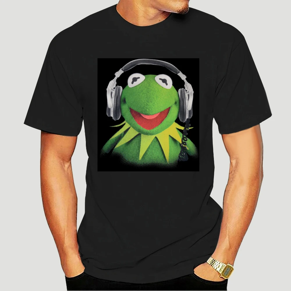 Топ Muppets Kermit The Frog наушники мужские футболки хороший бренд хлопковая Футболка