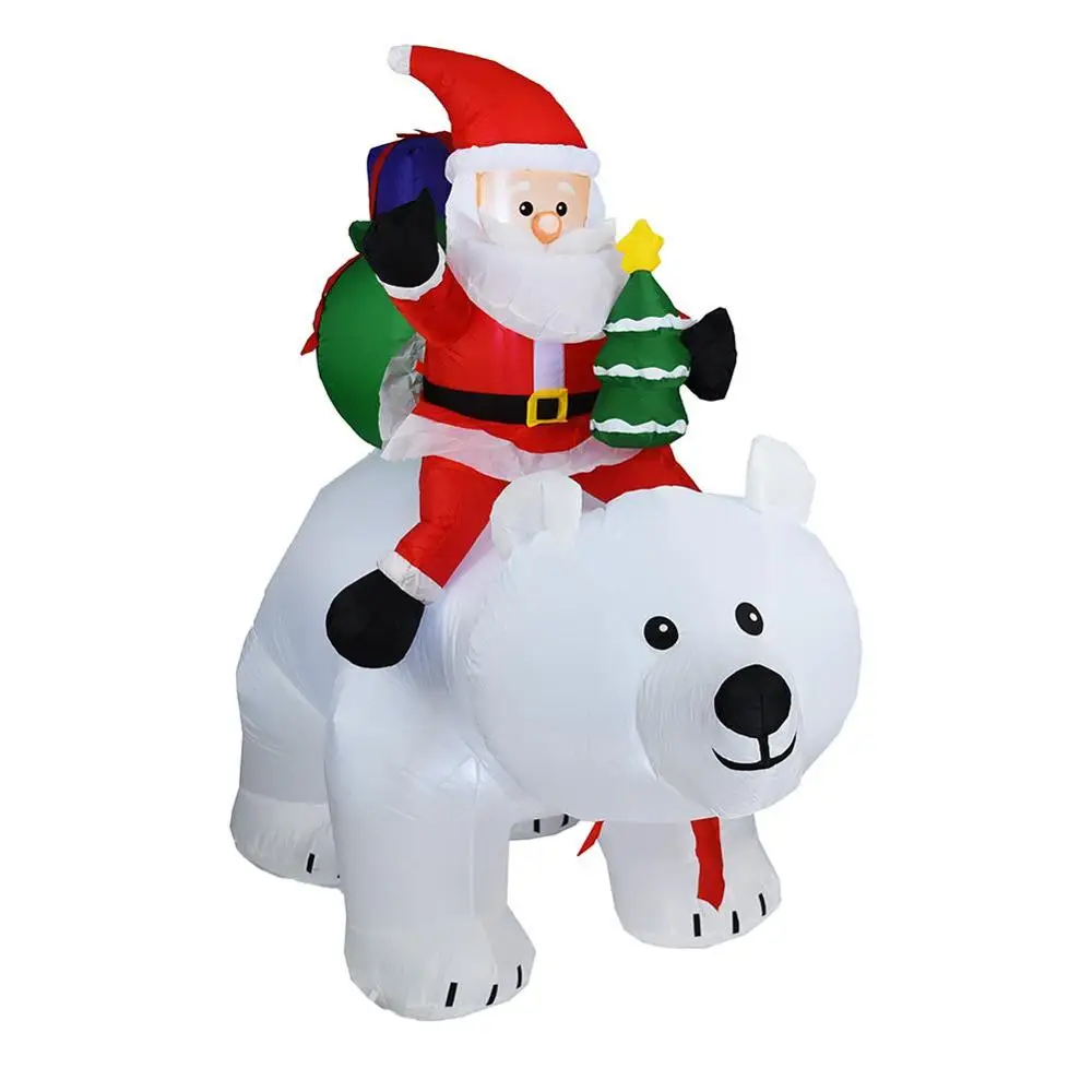 EU 2m Polar Bear Inflatable Santa Can Shake The Head Christmas Riding Polar Bear Garden Christmas Decoration Riding Polar Bear Sant - Цвет: EU
