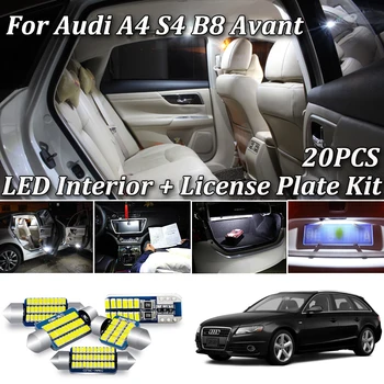 

20Pcs Error Free LED Bulb For Audi A4 S4 RS4 B8 8K Quattro Avant LED Interior Map Light + License Plate Lamp Kit (2009-2015)