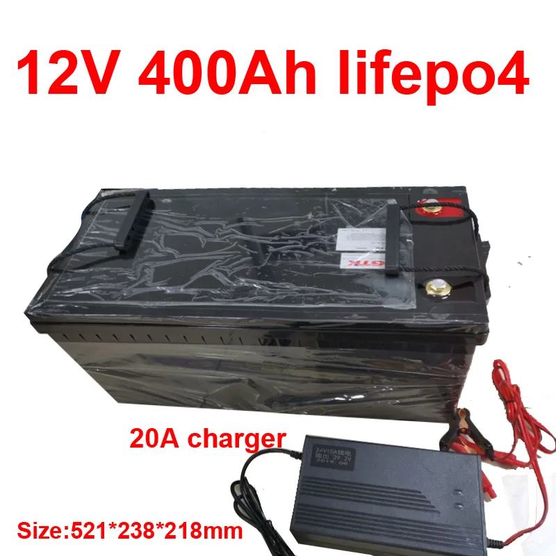 Водонепроницаемый 12,8 V 12V 400AH Lifepo4 литиевая батарея для гольф тележки питание EV солнечный инвертор для хранения лодка+ 20A зарядное устройство