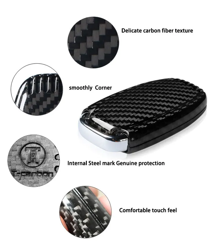 T-carbon Glass Carbon Fiber Car Key Protection Cover for Audi A4L A5 A6 A6L Q5 S5 S7 Protect Shell Car Styling Case Covers