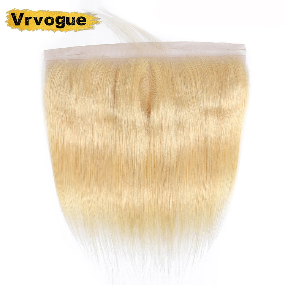 

Vrvogue 613 Blond Peruvian Straight 13x4 Ear To Ear Lace Frontal Closure Pre Plucked With Baby Hair Remy Hair Transparent Lace