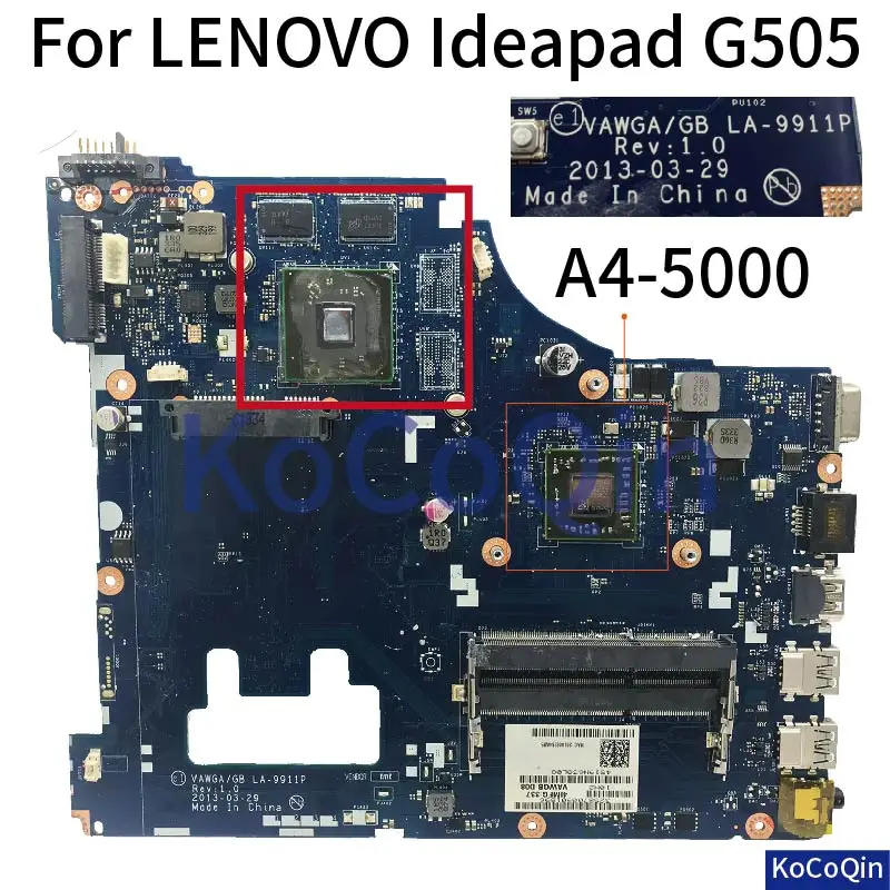 60% OFF  KoCoQin Laptop motherboard For LENOVO Ideapad G505 A4-5000 Mainboard VAWGA/GB LA-9912P AM5000 CPU