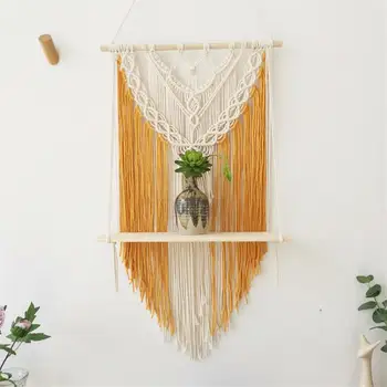 

Macrame Hanging Planter Basket Wall handmade plant hanger pot indoor purl edging and wood bead Party Wedding Home Decoration