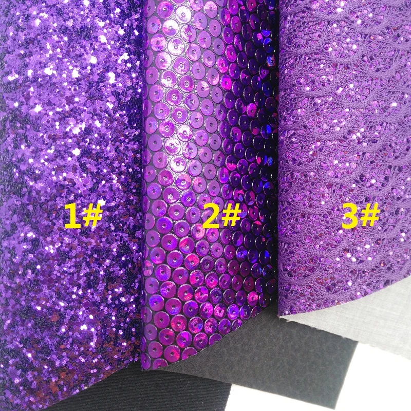 Purple Glitter Fabirc, Iridescent Faux Leather Fabric, Synthetic Leather Fabric Sheets For Bow A4 8"x11"Twinkling Ming XM449