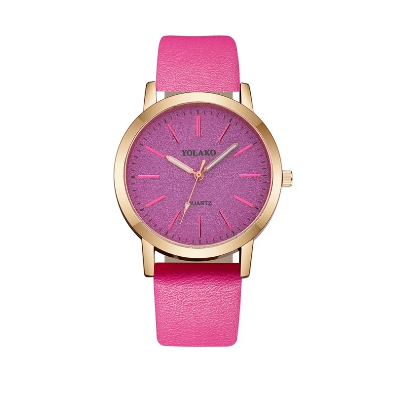 1PC Fashion Women Watches Ladies Watch Simple Leather Analog Quartz Wrist Quartz Clock for Womens Montre Femme - Цвет: rose red watch