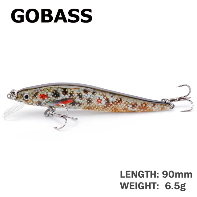 GOBASS Wobler Fishing Artificial Bait Jerkbait Wobblers For Pike Lure 65mm 2.4g Rattlins For Fishing Trout Lure Minnow Crankbait Color E