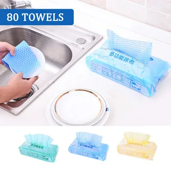 

Dropshipping Kitchen Non-woven Cleaning Cloth Disposable Rags Wiping Scouring Pad Dishcloth Bathroom Washing Cloth 80PCS/Pack