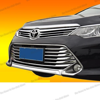 

lsrtw2017 shiny silver car front grill net bumper trims for toyota camry 2015 2016 2017 xv50 exterior styling accessories