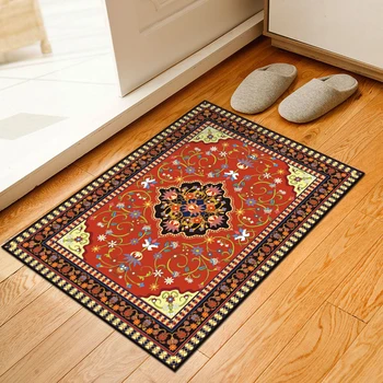 

Rug Nordic Style Classical Square Carpet Anti Slip Floral Pattern for Living Room/Bedroom Floor Protection Home Rug