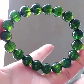 

Certificate Natural Green Tourmaline Quartz Bracelet 10.5mm Clear Round Beads For Women Men Rare Gemstone From Brazil AAAAAA