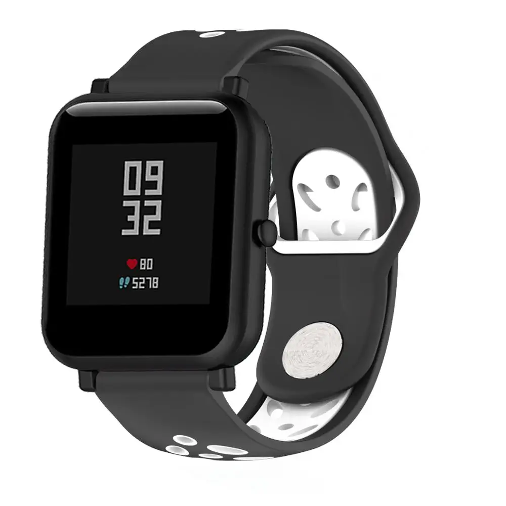 20 мм двойной цвет силиконовый ремешок для часов Xiaomi Huami Amazfit Bip браслет GTS умные
